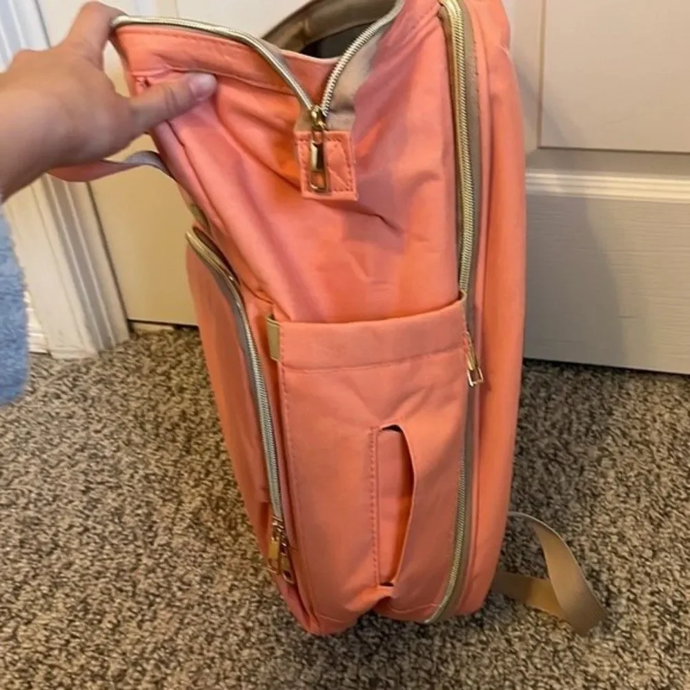 HOTBEST Coral Pink Diaper Bag Backpack NWOT